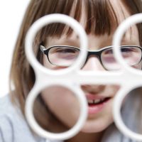 Girl doing vision therapy