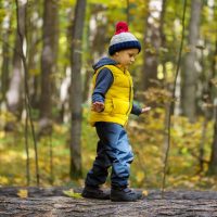 Child balancing on a log