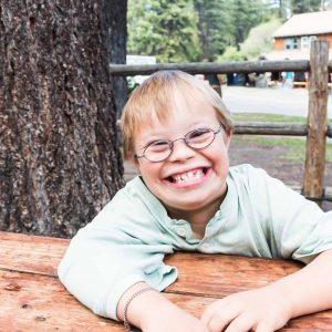 Special needs boy smiling